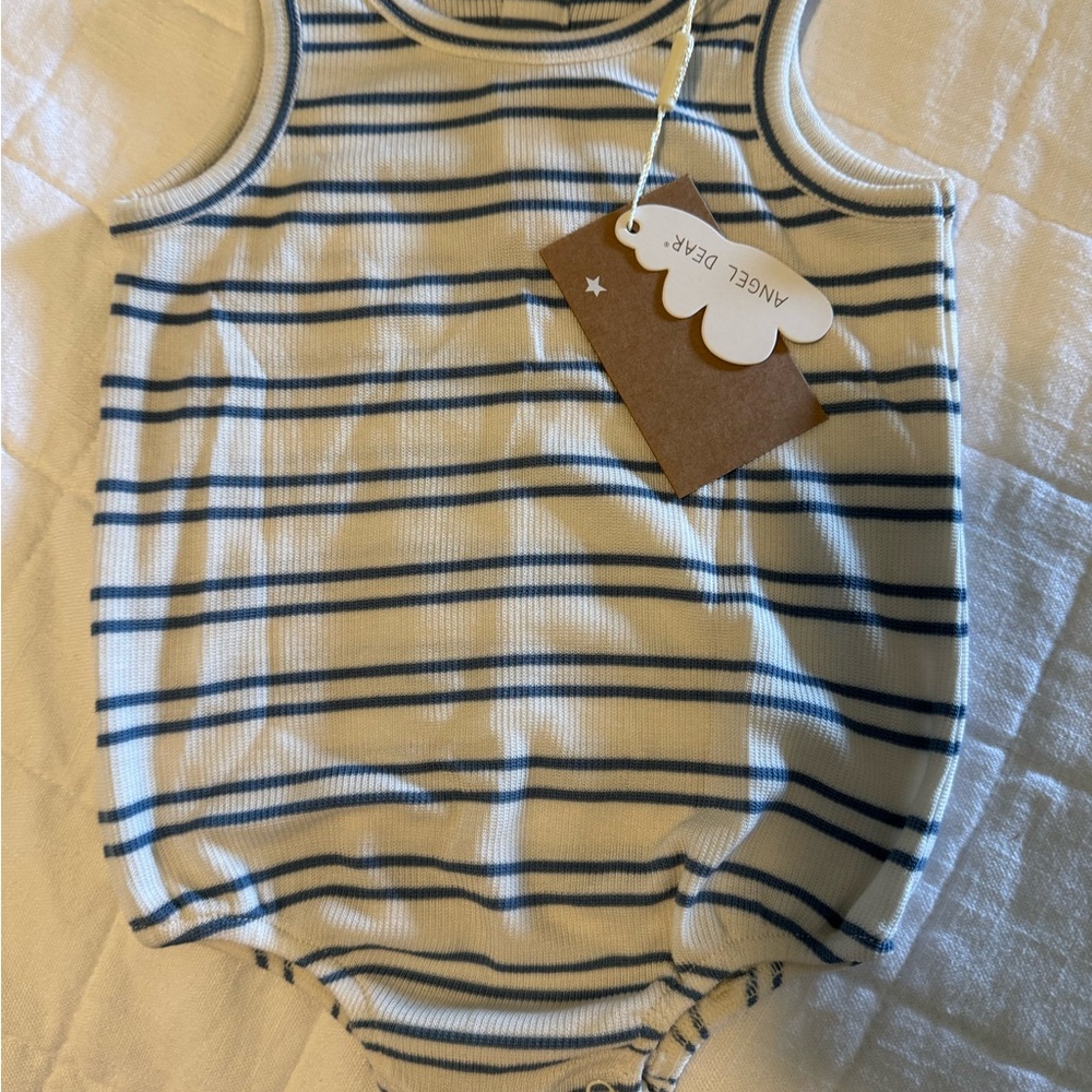 Angel Dear Striped blue romper